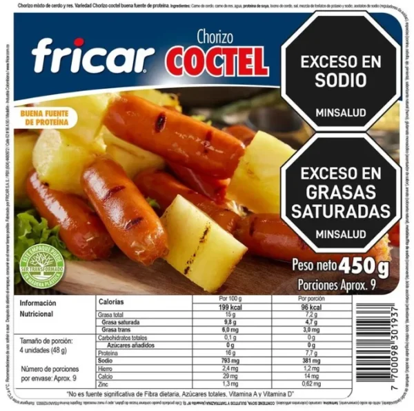 Chorizo Coctel Fricar X 450 GR