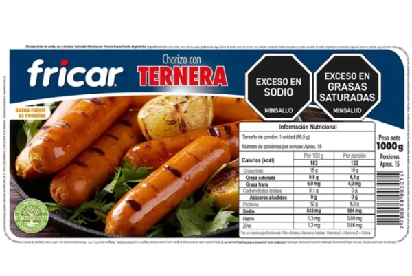 Chorizo Con Ternera Fricar X15 Und X1000 G