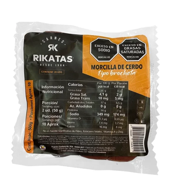 Morcilla De Cerdo Tipo Brocheta Rikatas X 500 GR