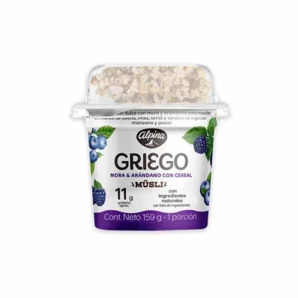 Yogurt Griego Mora Arandanos con Cereal Alpina x 159 GR